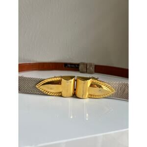 Vintage Alexis Kirk Gold Tone Buckle Belt Snakeskin Adjustable Statement